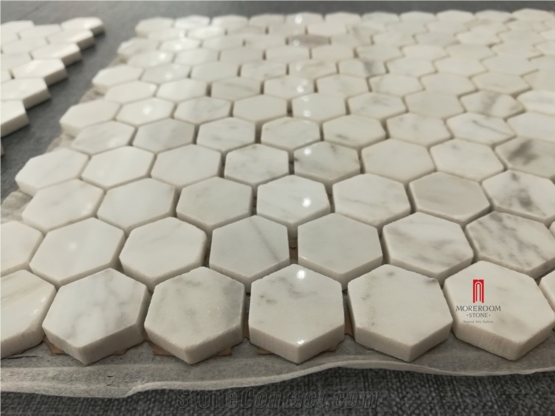 Hexagon Honed Mosaic Tile Meshed on 12x12 Sheet