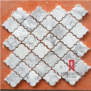 Italian White Marble Mosaic,1212 Polished Mosaic Floor Tile on Stock