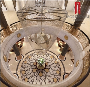 Laminated Composite Marble Waterjet Medallions Pattern for Flooring