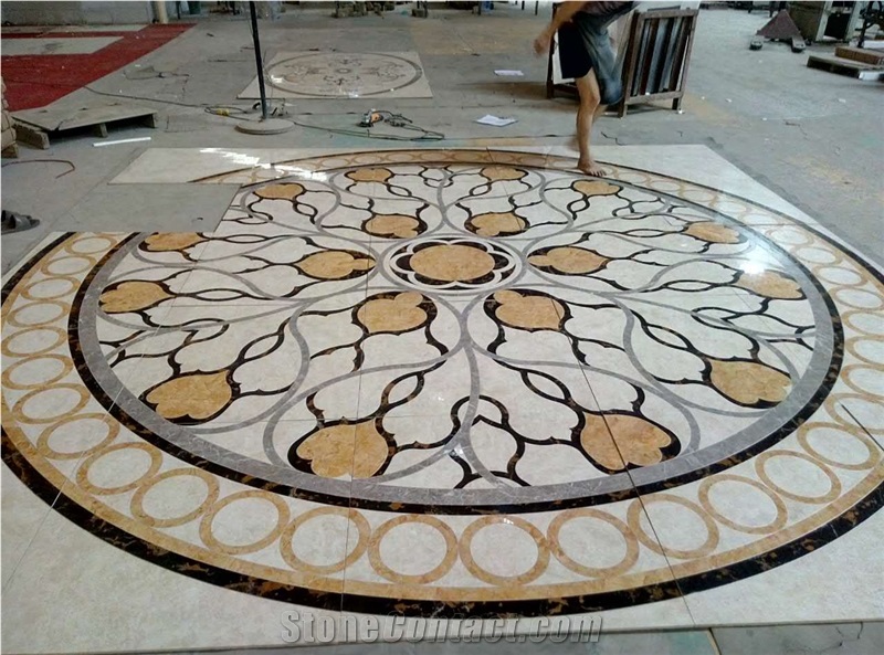Laminated Composite Marble Waterjet Medallions Pattern for Flooring
