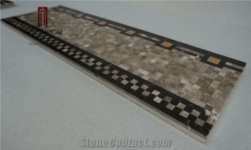 Moreroom Water Jet Composite Marble Stone Pebble Mosaics Border