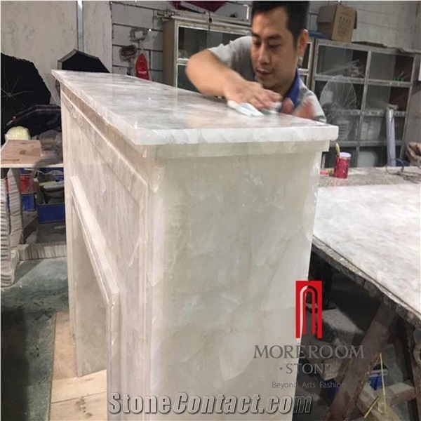 Moreroomstone Factory about the Onyx Crystal Fireplace