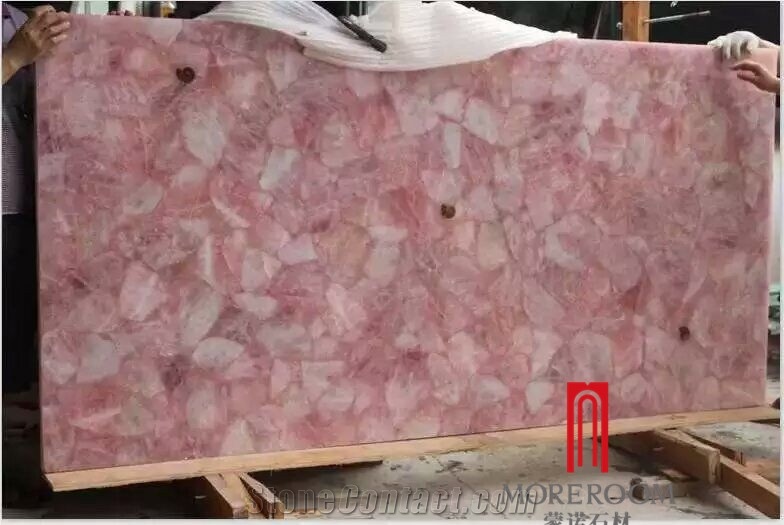 Translucent Semiprecious Vanity Tops for Sale, Natural Pink Gemstone Factory Direct Sale