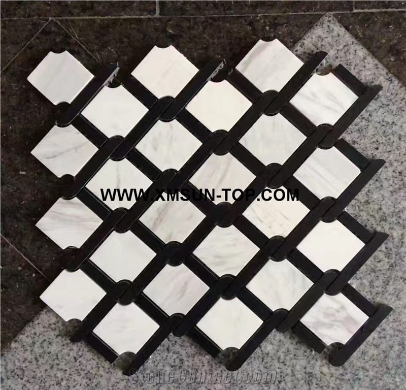 Black and White Mosaic Tile/Black and White Wall Mosaic/Black and White Floor Mosaic/Polished Mosaic/Interior Decoration/New Patterns/Unique Design