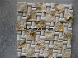 White&Beige Mosaic Television Background Wall/White&Beige Square Wall Mosaic/White&Beige Mosaic for Wall Covering/Interior Decorative Wall Mosaic