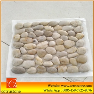 Multicolor Natural Pebble Stone Mesh,Highly Polished Decorative Natural Pebble Stone,Polished Mixed Color River Stone in Decoration