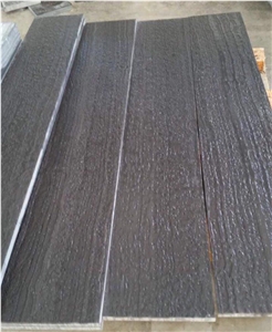 Brushed Wooden Black Marble Tiles Baseboard, Skirtings, Royal Black Marble Wood Grain Tiles