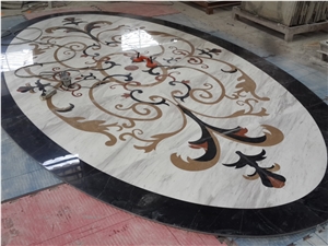 Round Big Tiles and Marble Slab, Popular Medallion Floor Decorated Tiles,Multi Color Marble Polished Inlay Flooring Tiles Pattern Modern Design