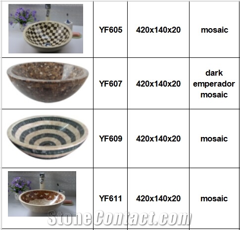 Mosaic Round Square Vessel Bathroom Washing Basin Bowl:Beautiful Pattern, European Style, Heat Resistance