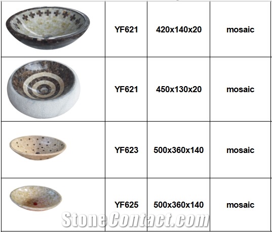 Mosaic Round Square Vessel Bathroom Washing Basin Bowl:Beautiful Pattern, European Style, Heat Resistance
