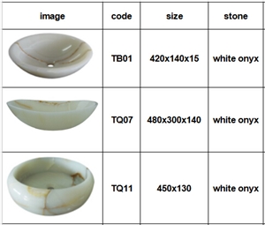 Natural White Onyx Round Square Vessel Bathroom Washing Basin Bowl