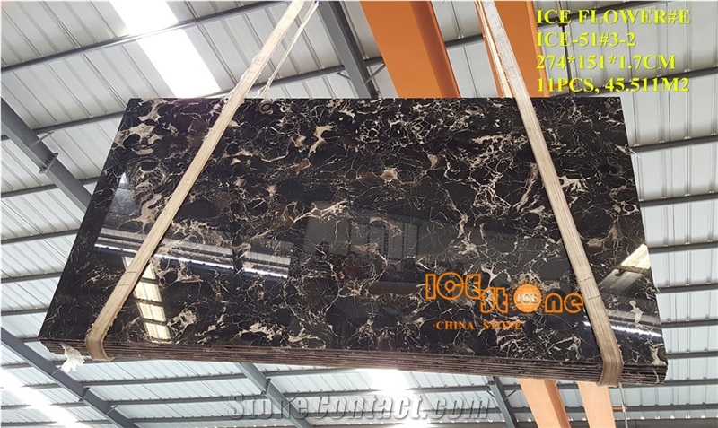 China Century Black Flower Marble Tiles & Slabs/Chinese Ice/Wall Covering/Floor/Big Quantity for Project/Cheap/Big Quantity/Building Stone/Low Price