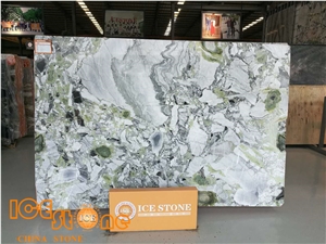 China Nature Ice Connect Marble,Chinese Green Slabs&Tiles,Own Warehouse and Stockyard,Interior Wall and Floor Applications,Countertops,Wall Capping