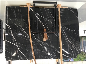 China Nero Marquina Black Margiua Negro Marquina Marble Polished Slab&Tile Chinese Factory&Manufactory Building Material for Project Floor&Wall