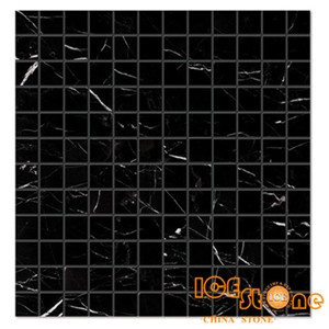 China Nero Marquina Mosaic,Chinese Black Basketweav,Herringbone,Penny Round,Subway,Mini Brick,Good for Interior Wall and Floor Applications,