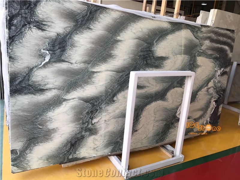 Chinese Colorful Marble Slab Tiles Aurora Green Natural Stone