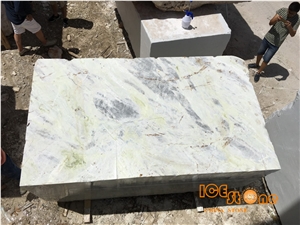 Chinese Light White Jade Blue & White Onyx Transparency Slabs&Tiles Stones for Project Wall Floor Covering Bathroom Decoration