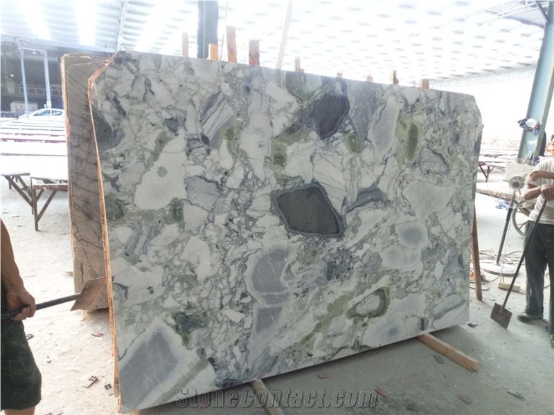 Ice Connect Marble/Green and White/Cold Emerald/Ice Emerald/Highly Polished Big Slabs&Tiles Floor Wall Covering Building Materials Chinese Manufactory