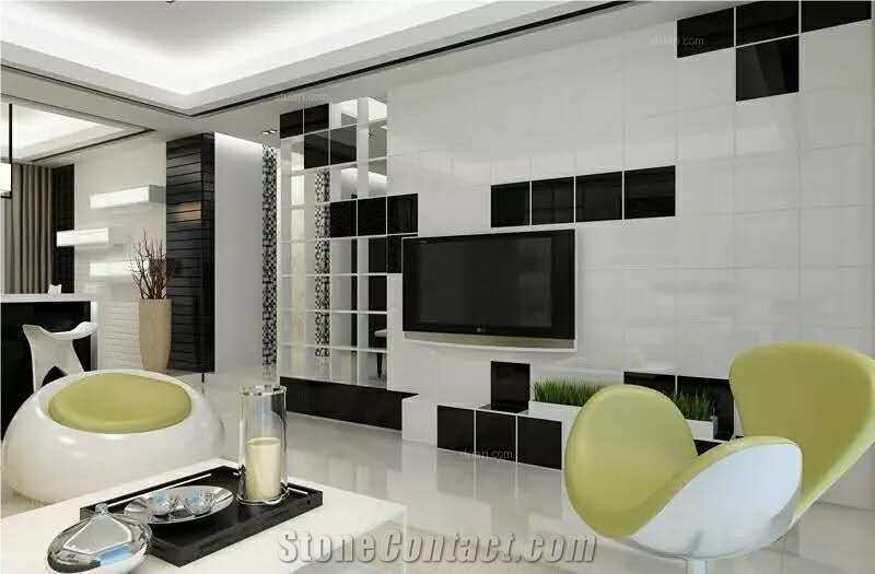 White Nano Glass Stone Tile Floor Covering, Interior Wall, Flooring Tile Interior Stone