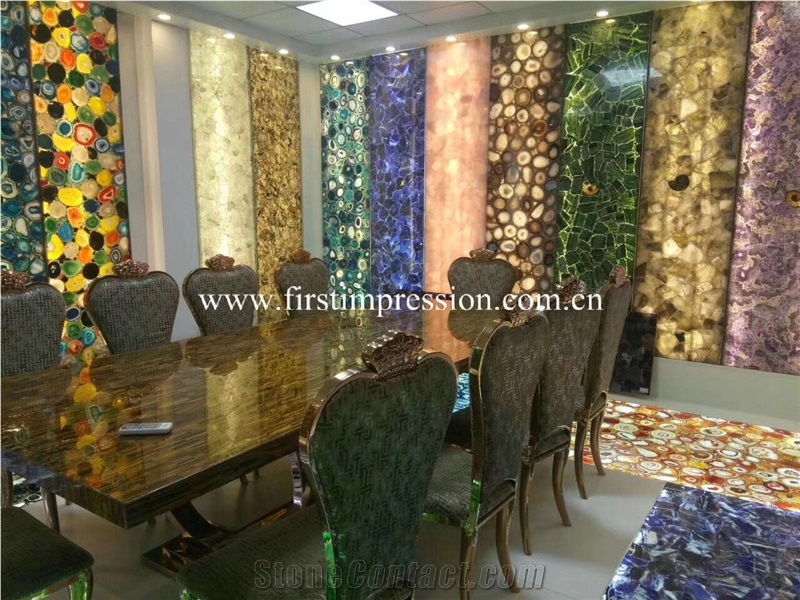China Agate Semiprecious Stone Slabs and Tiles/ Agate Semi Precious Slabs/ Agate Gemstone Slabs/ Colorful Agate Big Slabs and Tiles