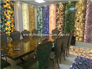 China Agate Semiprecious Stone Slabs & Tiles/ Semi Precious Slabs/ Gemstone Slabs/ Colorful Agate Big Slabs and Tiles