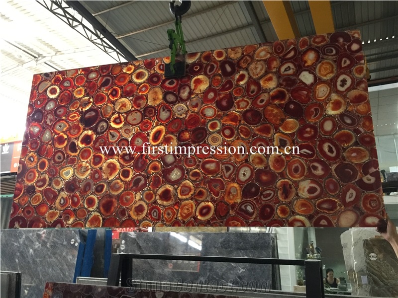 Chinese Red Agate Slabs/ Semiprecious Stone Slabs & Tiles/ Semi Precious Slabs/ Gemstone Slabs/ Colorful Agate Big Slabs and Tiles