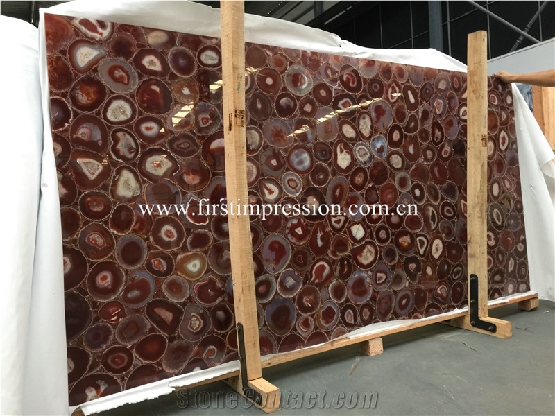 Hot Red Agate Semiprecious Stone Tiles/ Table Decoration Slabs/ Agate Precious Stone/ Gemstone Slabs Tiles