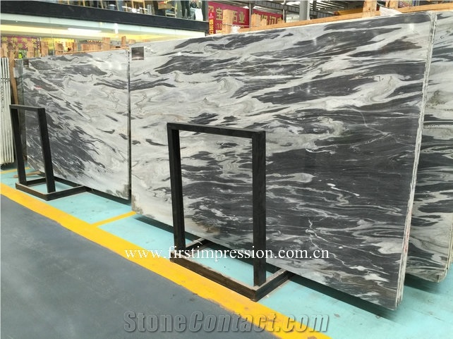 Impression Grey Marble Slab /Grey Marble Flooring Tiles/Impression Grey Marble Bookmatch/Grey Marble Flooring Tiles