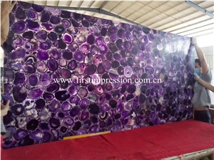Lilac Agate Semi Precious Stone Slabs/ Colorful Agate Semiprecious Tiles/ Purple Agate Gemstone Slabs