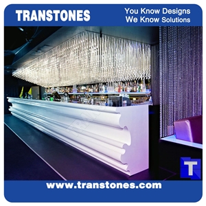 3d Border Lines Design Pure White Acrylic Faux Marble Commercial Counter Top for Club,Engineered Stone Bar Top