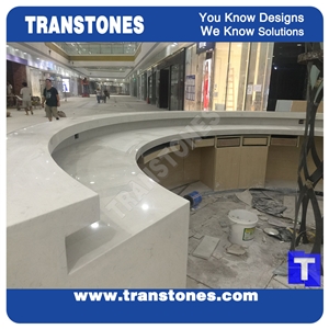 Artificial Stone Round Reception Desk For Hotel & Customized Design Commercial Front Table For Office