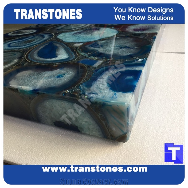 Blue Agate Slabs & Tiles Translucent Real Agate