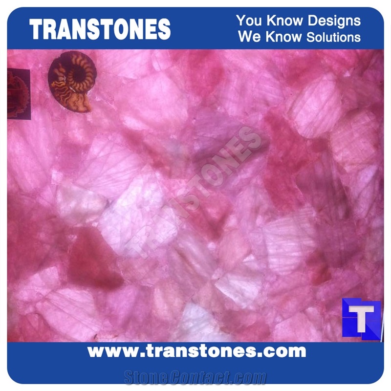 Pink Agate Luxurious Semi Precious Stone Backlit Semi Precious Stone Panels for Bar Tops & Round Tables