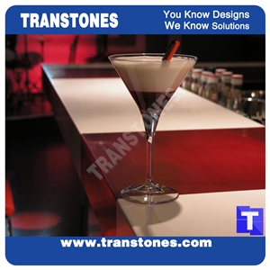 Red Acrylic Solid Surface Artificial Stone Countertop,Bar Top for Club Customzied Commercial Countertops