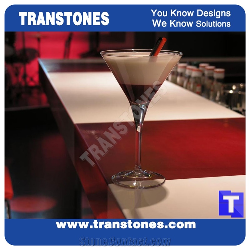 Red Acrylic Solid Surface Club Bar Top Shelf for Commercial Work Top,Pure Red Artificial Stone Furniture