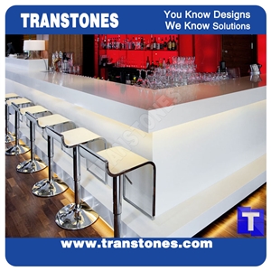 Solid Surafce Pure White Acrylic Artificial Marble Stone Bar Top Customized,Club Commercial Counter Top Interior Furniture
