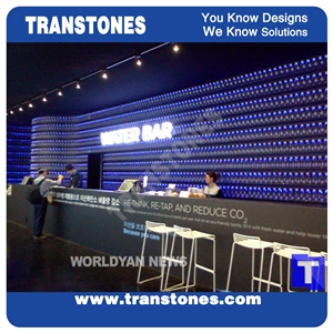Solid Surface Pure Grey Club Commercial Bar Counter Tops For Customized,Engineered Stone Club Front Desk