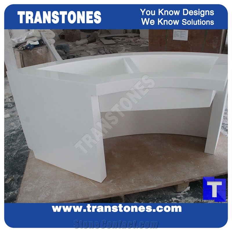 Solid Surface White Artificial Marble 3d Surface Reception Desk Office Work Top,Acrylic Interior Furniture