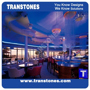 Translucent Solid Surface Marble Cafe Table Interior Stone Furniture,Round Table Engineered Stone