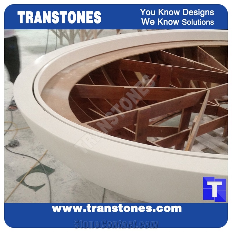 Transtones Round Tables Top Solid Surface Round Reception Desk Office Interior Furniture