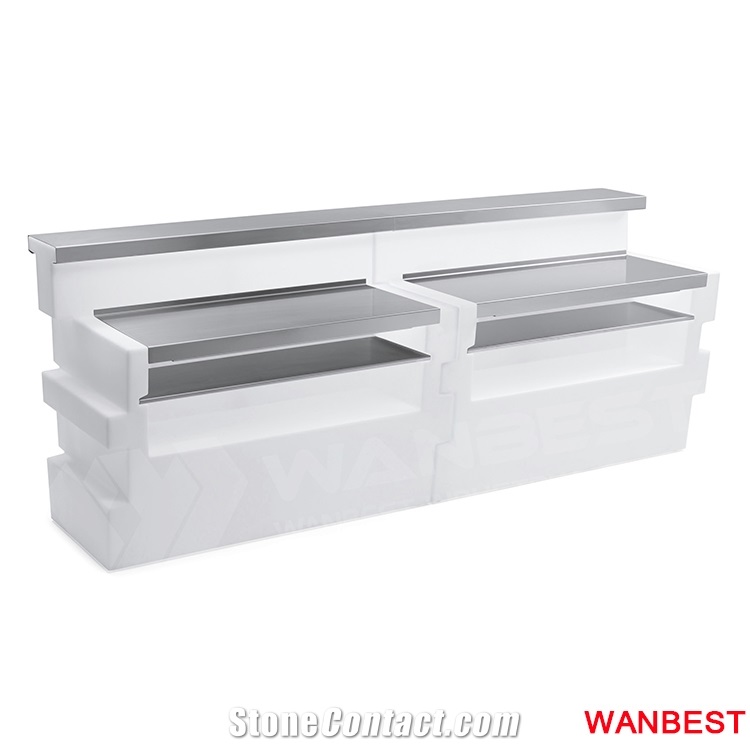 Artificial Stone Home White Portable Bar Pub Table Reception Counter Set for Sale
