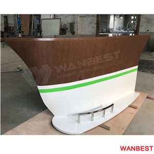 Custom Acrylic Solid Surface Boat Shaped Red Home Night Club Bar Cashier Counter for Sale