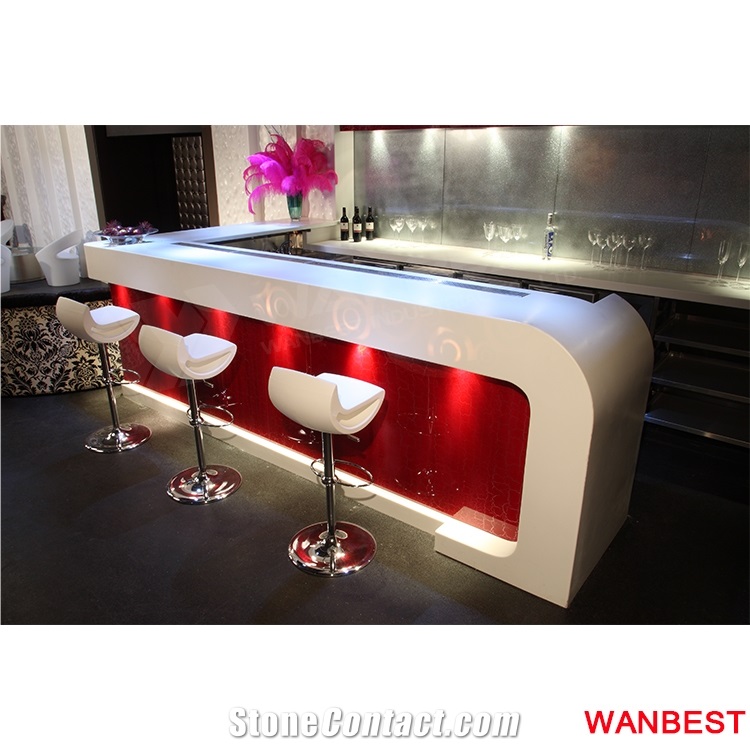 Customized Small Home Design Artificial Stone Kitchen Bar Counter Restaurant Salad Service Table