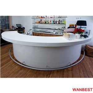 Customized White Acrylic Round Mobile Wine Bar Furniture Restaurant Counter Drinking Table