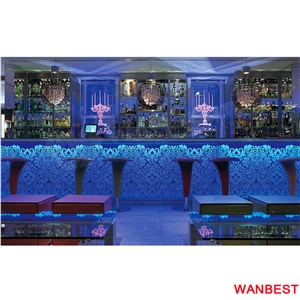 Modern Artificial Stone Carved Led Pub Wine Bar Serving Counter
