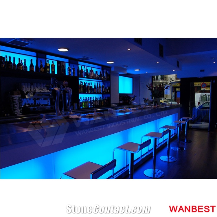Modern Elegant Acrylic Led Cafe Wine Pub Bar Front Desk Service Counter