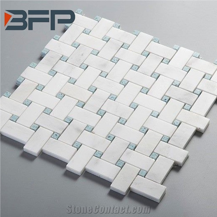 Cheapest White Stone Mosaic Tiles for Backsplash ,Marble Bathroom Floor Tiles