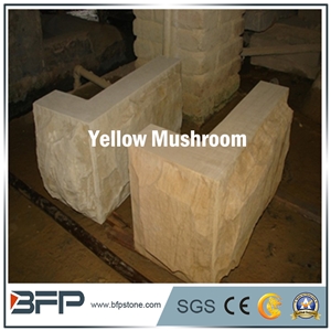 Chinese Golden Yellow Sandstone for Mushroom for Villa"S Exterior Wall Cladiing