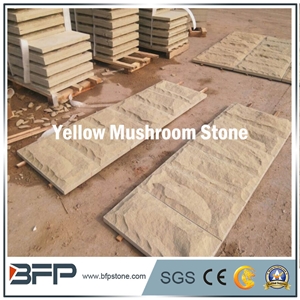Chinese Golden Yellow Sandstone for Mushroom for Villa"S Exterior Wall Cladiing
