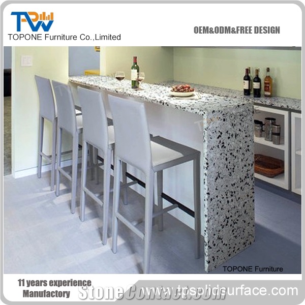 China Factory Artificial Marble Stone Quartz Stone Home Bar Countertops, Interior Stone Acrylic Solid Surface Small Home Bar Desk Tops Furniture
